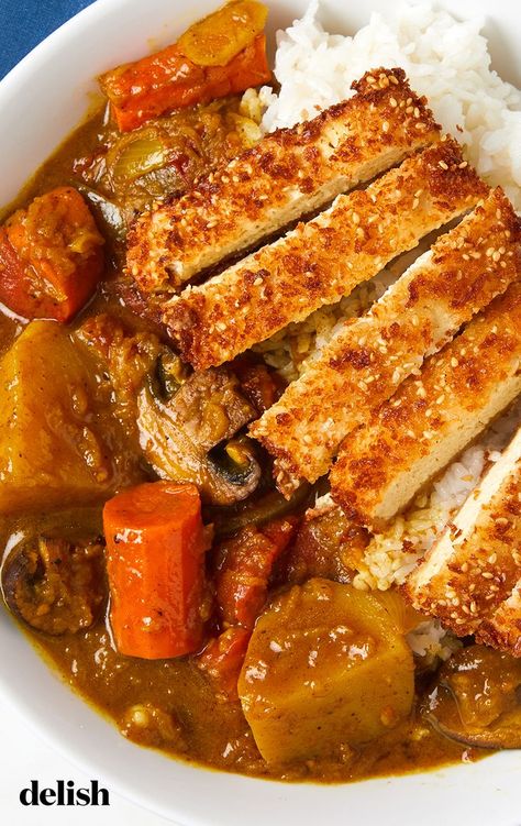 Tofu Katsu Curry, Tofu Katsu, Katsu Curry Recipes, Vegetarian Christmas Dinner, Autumn Recipes Vegetarian, One Pot Vegetarian, Katsu Curry, Vegetarian Recipes Dinner Healthy, Vegetarian Christmas