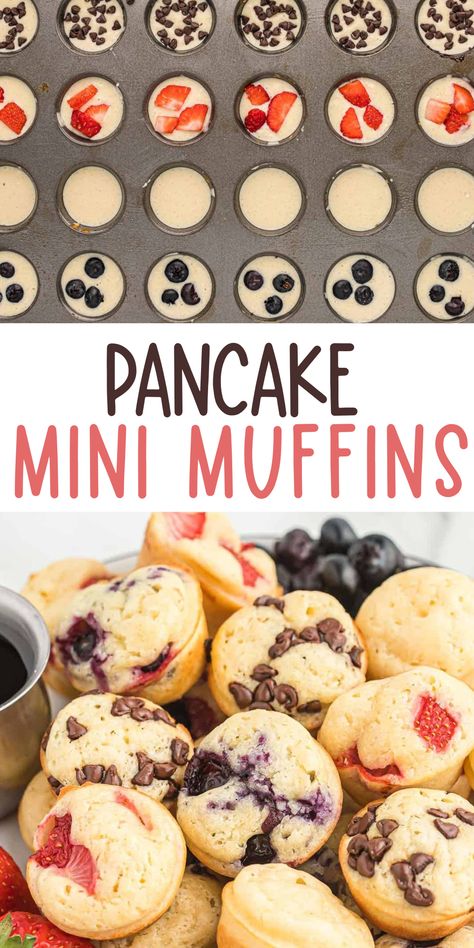 Pancake Mini Muffins, Easy Kids Breakfast, Mini Pancake Muffins, Pancake Bites, Kids Breakfast, Kids Lunches, Homemade Snacks, Food For Kids, Breakfast Meal Prep