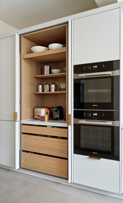 Modern Refrigerator Cabinet, Kitchen Pantry Design, Kitchen Room Design, Kitchen Inspiration Design, Pantry Design, Kitchen Cabinetry, Kitchen Cabinet Design, Kitchen Projects, Updated Kitchen