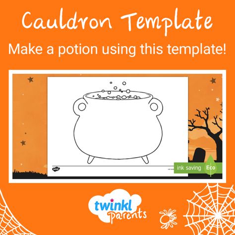 Create a magic potion in this cauldron template. This template is also a great printable Halloween decoration. #twinkl #twinklparents #halloween #halloweenparty #printable Printable Halloween Decorations, Halloween Preschool, Halloween Printables, Halloween Kids, Halloween Treats, Colorful Pictures, Template Printable, Halloween Party, Halloween Decorations