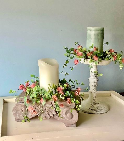 Easter Pink Candle Wreath Pink Eucalyptus Wreath Spring | Etsy Candle Stick Decor Ideas, Easter Floral Centerpieces, Pink Eucalyptus, Spring Mantle Decor, Candle Wreath, Pink Wedding Decorations, Centerpiece Christmas, Mini Wreath, Spring Wedding Decorations