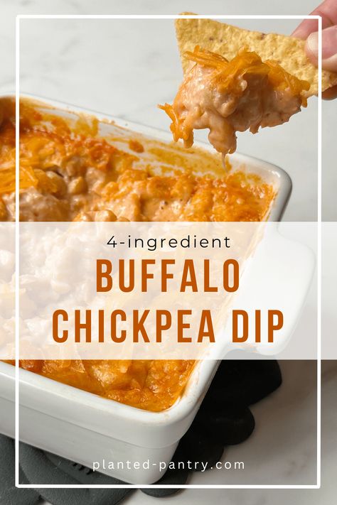 This easy 4-ingredient Buffalo Chickpea Dip is a creamy, tangy twist on a crowd-favorite appetizer. Vegan and allergy-friendly, it comes together in under 30 minutes. Buffalo Chickpea Dip, Vegan Buffalo Dip, Appetizer Vegan, Chickpea Dip, Buffalo Chickpea, Chickpea Snacks, Vegan Cheddar Cheese, Chicken Chickpea, Bean Dip Recipes