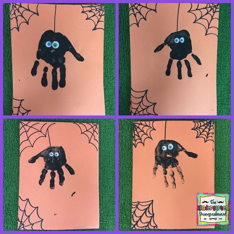 Halloween Handprint, Strašidelný Halloween, Halloween Arts, Halloween Infantil, Halloween Crafts Preschool, Spider Crafts, Halloween Crafts For Toddlers, October Crafts, Halloween Arts And Crafts