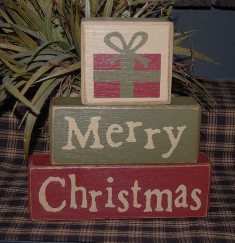 Merry Christmas - Holidays | Blocks Upon a Shelf Holiday Blocks Diy, Sawmill Projects, Stacked Blocks, Seasonal Signs, 2x4 Crafts, Christmas Diy Wood, Block Signs, Block Decor, Christmas Blocks