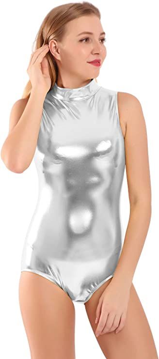 Amazon.com: Mvefward Women Shiny Metallic Dance Leotard Spandex Mockneck Sleeveless Bodysuit Halloween Costume Silver M : Clothing, Shoes & Jewelry Silver Bodysuit, Halloween Costume Bodysuit, Metallic Leotard, Womens Leotards, Bodycon Bodysuit, Turtleneck Bodysuit, Curvy Women Outfits, Dance Leotards, Sleeveless Bodysuit