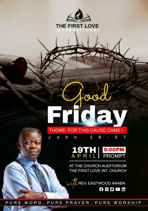 Easter Sunday Service Flyer, Easter Sunday Flyer Design, Good Friday Flyer Design, Easter Flyer Design Church, Easter Design Poster, Easter Poster Design Graphics, Good Friday Poster, Easter Flyer Design, Church Service Flyer