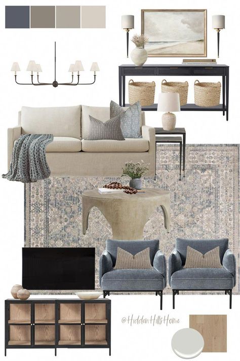 Havenly Living Room, Navy Living Rooms, Beige Living Rooms, Living Room Color Schemes, Coastal Living Room, Neutral Living Room, Transitional Living Rooms, Blue Living Room, Living Room Inspo