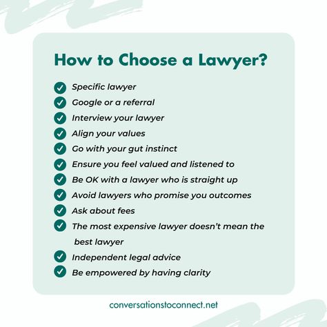 It is natural to have concerns around which lawyer to retain, what the fees will likely be and whether they will give you the best advice possible. Here are our tips on how you should choose the right lawyer for you! conversationstoconnect.net/our-conversations/54piqfv5yd2mj1t90o2kvpgg88dij3 #lawyer Law School Inspiration, Business Lawyer, Good Lawyers, The Best Advice, Best Advice, School Inspiration, Legal Advice, Law School, Good Advice