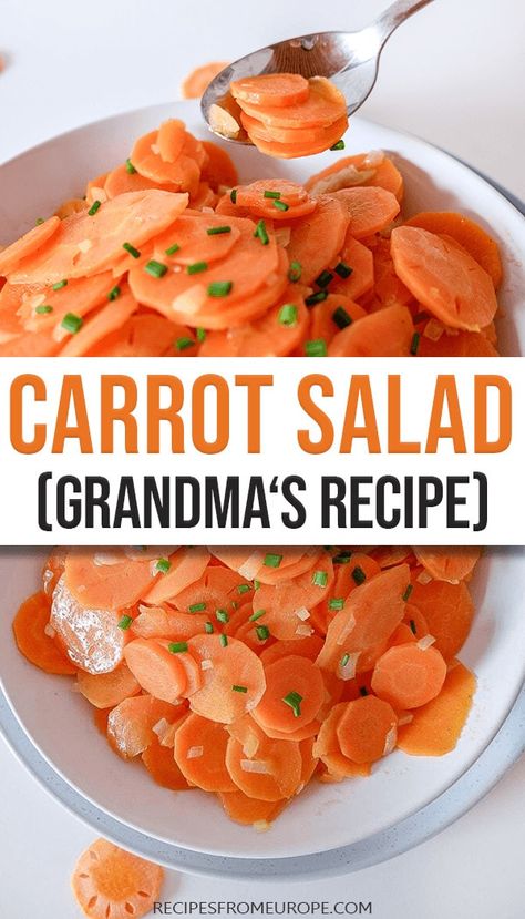 Looking for a tasty carrot salad that is slightly different? This easy carrot salad recipe has been passed down through generations and is always a crowd pleaser! #carrotsalad #saladrecipes Easy Carrot Salad, Rodeo Food, German Cuisine Recipes, Marinated Carrots, German Salad, Easter Drinks, Lemon Lush Dessert, Teriyaki Pork Tenderloin, Sliced Carrots