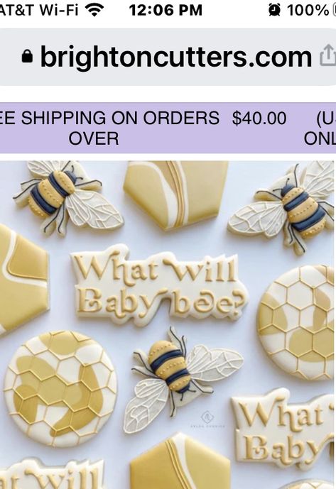 What Will Baby Bee, Cookies Photo, Gender Reveal Cookies, Bee Cookies, Bee Gender Reveal, 귀여운 음식 그림, Iced Sugar Cookies, Cookie House, Sugar Cookie Designs