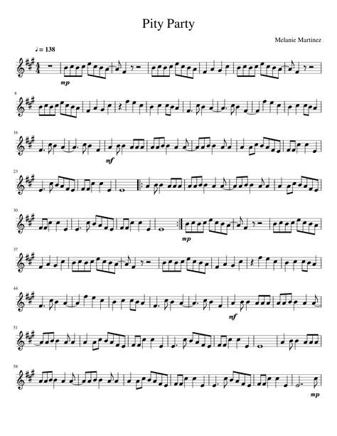 Pity Party Melanie Martinez Melanie Martinez Sheet Music Violin, Melanie Martinez Sheet Music, Melanie Martinez Piano Sheet Music, Mellophone Sheet Music, Melanie Martinez Flute Sheet Music, Marimba Sheet Music, Songs On Flute, Pity Party Melanie Martinez, Melanie Martinez Pity Party