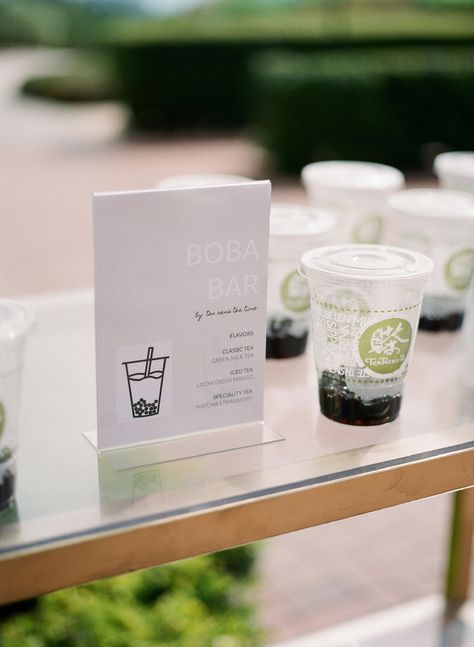 Tea Bar Wedding, Boba Tea Bar, Boba Bar, Pelican Hill Wedding, Best Wedding Ideas, Pelican Hill, Wedding Ring Shots, Bar Wedding, Hill Wedding