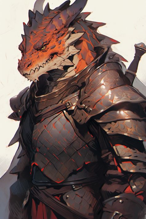 D&d Dragonborn, Dragonborn Character Design, Red Dragonborn Dnd, Red Dragonborn, Dragonborn Paladin Dnd, Dragonborn Dnd Art, Dnd Group Art, Copper Dragonborn, Dragon Born Dnd