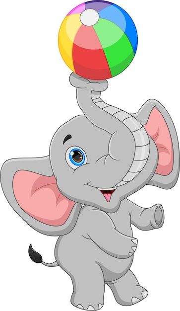 Cartoon cute elephant playing inflatable... | Premium Vector #Freepik #vector #funny-cartoon #cartoon-art #cartoon #elephant-illustration Cute Elephant Cartoon, Elephants Playing, Geometric Pattern Background, Balloon Cartoon, Monster Stickers, Cartoon Elephant, Elephant Trunk, Vector Icons Illustration