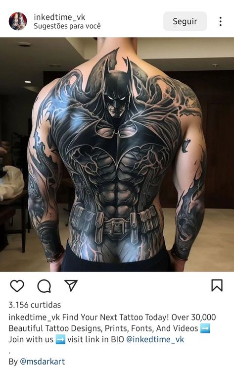 Batman Back Tattoo, Wolverine Tattoo Ideas, Batman Tattoos, Wolverine Tattoo, Ivy Tattoo, Painless Tattoo, Best Leg Tattoos, Back Tats, Batman Tattoo