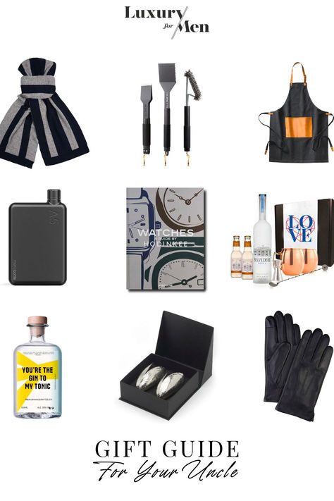 Scarves for men 
scarf men
Bbq tools men 
boretti
Apron men 
moscow mule gift set 
Watches by hodinkee
Assouline 
Memobottle
Personalised gin 
Gloves men 
Original gifts man
Gift ideas man
Thoughtful Christmas gifts for your uncle 
Best gifts for uncle 
Gift ideas for uncle 
Original gifts for uncle 
Gifts guide for men 
Gift guide
Gift guide for him
Fun christmas gift idea 
Unique christmas gift idea 
Gift ideas 
Gift guide for the man in your life Van Luxury, Luxury For Men, Christmas Presents For Men, Gift Guide For Men, Luxury Christmas Gifts, Best Gifts For Him, Luxury Christmas, Original Gifts, Christmas Gifts For Men