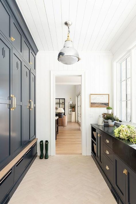 Studio Mcgee Mudroom, Cottage Laundry Room, The Mcgee Home, Mudroom Cabinets, Mudroom Flooring, Mcgee Home, Mudroom Lockers, Mudroom Laundry Room, Mud Room Storage