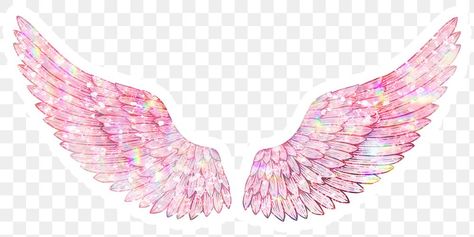 Pink holographic wings sticker overlay with a white border | free image by rawpixel.com / Mind Angel Wings Background, Sticker Overlay, Angel Wings Cosplay, Pink Logo Design, Wings Sticker, Wings Icon, Angel Crystal, Wings Png, Angel Wings Art