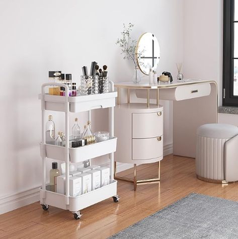 Perfect for storage in your bathroom, kitchen, or living room. Storage Cart With Drawers, Wheel Storage, Rolling Utility Cart, Rolling Storage Cart, Floor Shelf, Patio Storage, Plastic Shelves, Rolling Storage, Multifunctional Storage