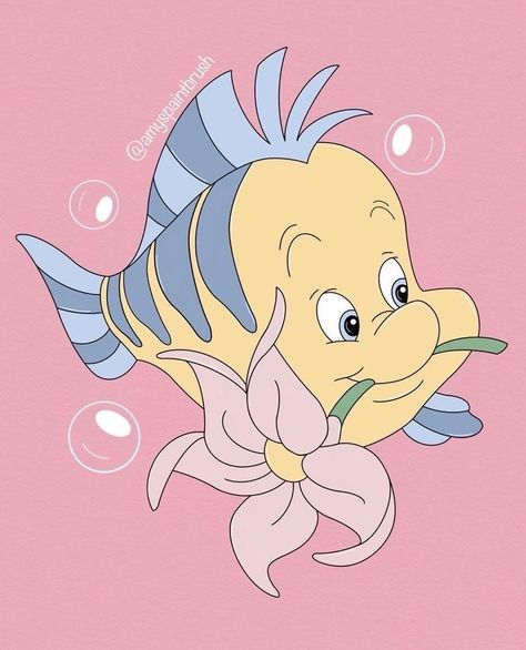 Flounder Painting, Flounder Drawing, Flounder Little Mermaid, Ariel Cartoon, Ariel Wallpaper, Painting Jobs, Little Mermaid Characters, Disney Sidekicks, Surealism Art