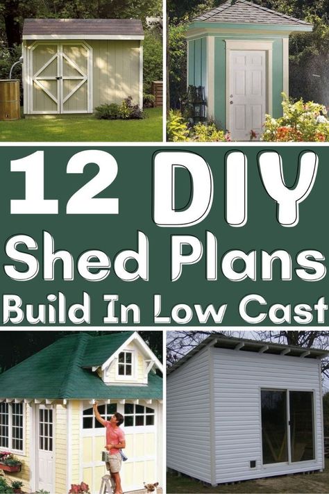 12 DIY shed plans build in low cost How To Build Your Own Shed, Pallet Shed Plans Step By Step Easy Diy, How To Build A Shed, How To Build A Shed Cheap Easy Diy, Shed Cottage Ideas, Diy Shed Cheap Easy, Diy Shed House, Shed Plans 16x20, Craft Shed Ideas