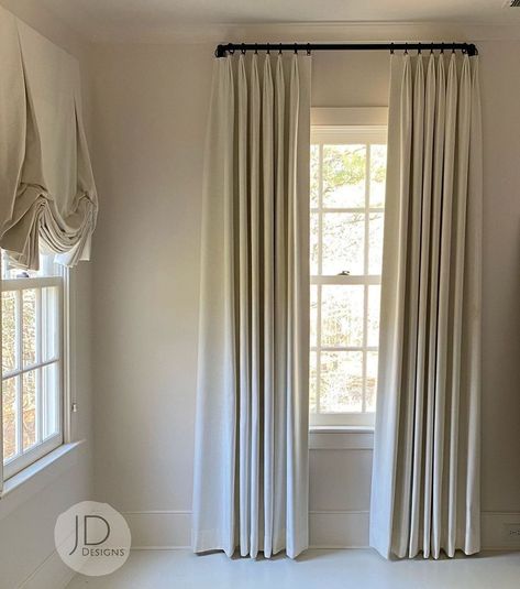 Euro Pleat Curtains, French Pleat Curtains, Cortinas Boho, Neutral Curtains, House Flip, Window Curtains Bedroom, French Door Curtains, French Curtains, Monochrome Interior