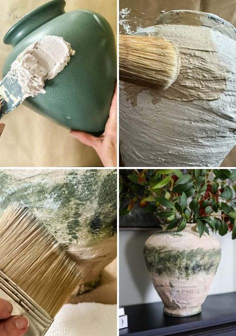 Can You DIY Pottery Barn Style? (This Thrifted Vase Says Yes!) Painting Vases Diy Ideas, Anthropology Diy, Diy Vessel, Southwestern Dinnerware, Ceramic Vases Diy, Textured Vases, Crafts To Make Money, Painting Objects, Pottery Barn Diy