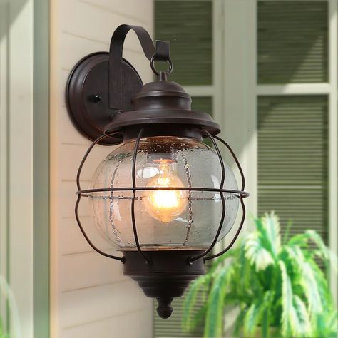 LNC Canes 1-Light 17-in Antique Bronze Outdoor Wall Light in the Outdoor Wall Lights department at Lowes.com Lantern Light Fixture, Farmhouse Wall Sconces, Outdoor Farmhouse, Porch Lights, Outdoor Barn Lighting, Outdoor Sconces, Outdoor Light Fixtures, Farmhouse Exterior, Outdoor Wall Lantern