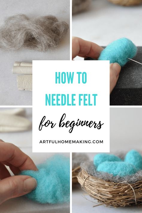 How to Needle Felt Instructions for Beginners #feltedwool #needlefelting Needle Felt For Beginners, Felt For Beginners, Felting For Beginners, Felting Tutorial, Needle Felting Tutorial, Felted Acorns, Needle Felting Diy, Felted Wool Crafts, Wool Needle Felting