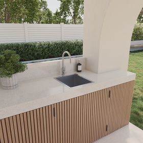 Home Outdoor Kitchen Sink, Living Pool, Outdoor Bbq Area, Outdoor Kitchen Plans, Outdoor Bbq Kitchen, Outdoor Sinks, Bbq Kitchen, Stainless Steel Sink, Kitchen Utilities