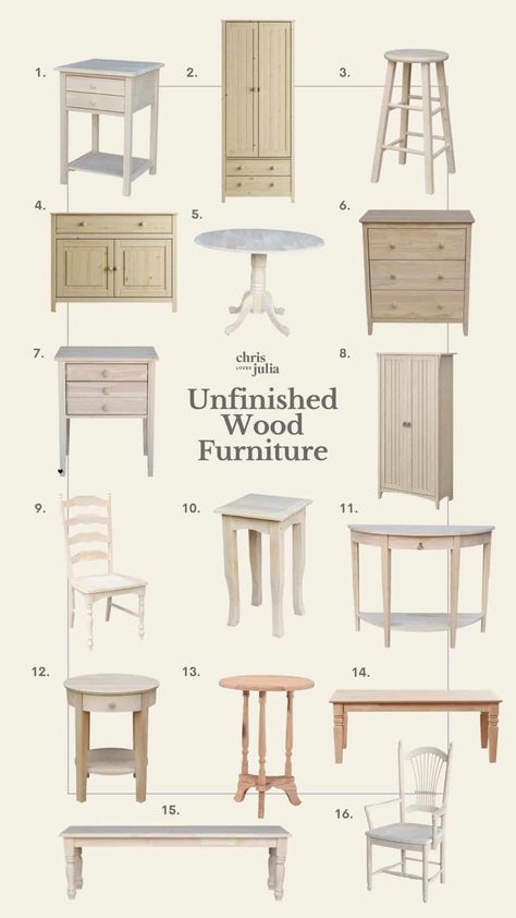 7 Tips for Staining Unfinished Wood Furniture - Chris Loves Julia Unfinished Wood Furniture, Half Moon Console Table, Unfinished Furniture, Deck Paint, Round Accent Table, Chris Loves Julia, Wood Ladder, Pedestal Dining Table, Chic Home