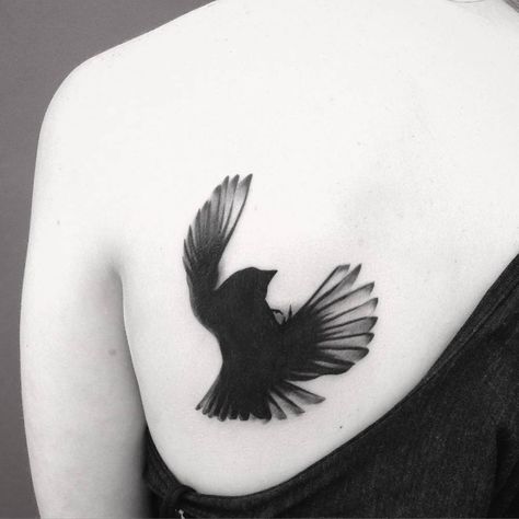 Bird Tattoo Back, Small Wave Tattoo, Bird Tattoo Meaning, Black Bird Tattoo, Shoulder Blade Tattoo, Sparrow Tattoo, Small Bird Tattoo, Maori Designs, Bird Tattoo