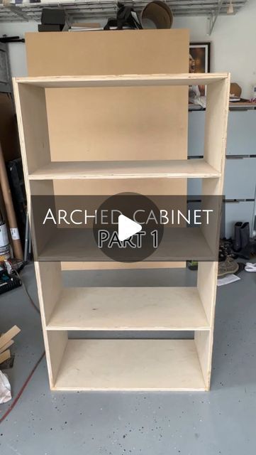 Natalie Park | DIY, Builds & Design on Instagram: "An ARCHED CABINET build is underway! 🙌🏻

I’m super excited about this one as I’ve been wanting to build another arched cabinet since I built the one in my girls’ playroom last year. 

There’s so many ways to build this, but I’m using dados here to fit my shelves for extra strength and stability as the wood glue is on 3 sides vs. 1 side (more surface area) in addition to the shelves being locked into place within the dado.

I made the simple jig for my router to give me the perfect dado width! The 3/4” plywood I’m using isn’t actually 3/4”. It’s more like 7/16”, so I couldn’t use my 3/4” diameter straight bit on the router running along a straight edge like I’ve done in the past or else the dado would’ve been too wide. The jig was worked Diy Arched Wall Shelf, Arched Cabinet, Cabinet Build, Girls Playroom, Divider Wall, Surface Area, Wood Glue, Straight Edge, Super Excited