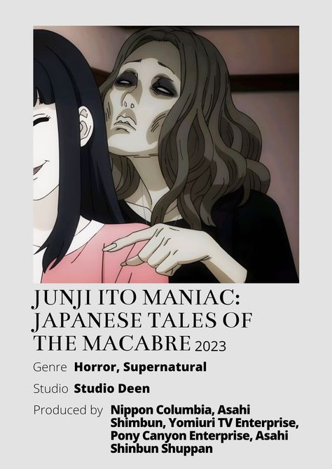 Tales Of The Macabre, Junji Ito Maniac, Junji Ito Collection, Studio Deen, Anime Minimalist Poster, Watercolor Eyes, Good Anime To Watch, Anime Watch, Anime Recommendations