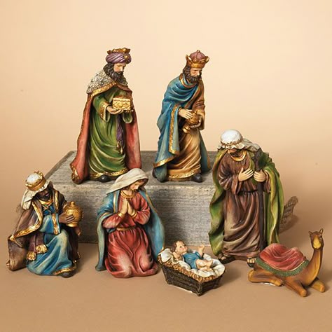 Nativity Set - Holy Family with Baby Jesus - 3 Wisemen - Camel SPECIFICATIONS Color: White Frame with Painted Interior Size: Tallest Figure 7in H Product Notes: Hand-Painted, Amazing Detail Diy Tree Decor, Christmas Nativity Set, Resin Christmas, Jesus Christmas, Family Figurine, Spirit Of Christmas, Christmas Jesus, Three Wise Men, Three Kings