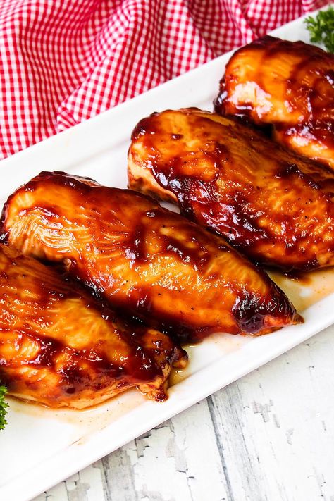 Barbecue Chicken Breast - The Simplest Recipe Ever Baked Barbecue Chicken Breast, Bbq Boneless Chicken Breast, Oven Baked Bbq Chicken Breast, Barbecue Chicken Breast, Baked Bbq Chicken Breast, Barbecue Chicken Breast Recipes, Bbq Baked Chicken Breast, Oven Barbecue Chicken, Bbq Chicken Breast Recipe