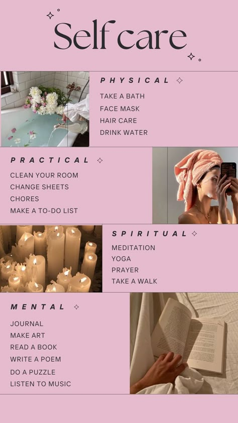 Self care checklist Self care, checklist, self care ideas, quotes, healthy, self care day, self love, aesthetic Self Care Vision Board, Self Care Guide, Self Care Board, Self Care Night, Self Care Worksheets, Self Care Essentials, Aesthetic Self Care, Healing Era, Practicing Self Love