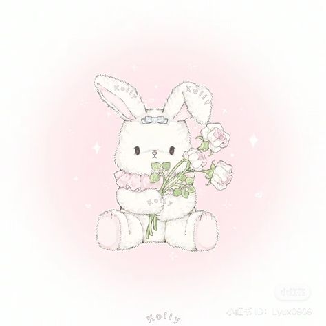 Drawing Digital Art, Pastel Kawaii, Soft Pink Theme, Bunny Drawing, White Pastel, Bunny Wallpaper, White Bunny, Drawing Digital, Cute Paintings