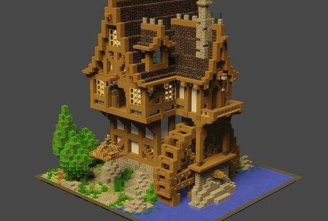 Minecraft Medieval House, Minecraft Kingdom, Minecraft Steampunk, Case Minecraft, Minecraft City Buildings, Rumah Minecraft Sederhana, Medieval House, Minecraft World, Minecraft Structures