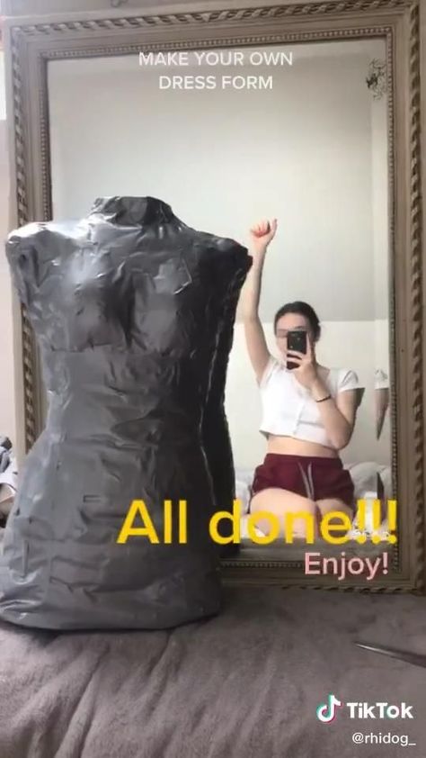 How To Make A Body Form For Sewing, Diy Dress Videos, Patch Work Crop Top, Dressform Diy How To Make, Manniquine Diy, Making A Mannequin, Making Dresses Tiktok Videos, How To Make Your Own Mannequin, How To Make Maniquins