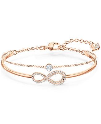 Rose Gold Bangle, The Bangles, Bracelets Design, Jewelry Bracelets Gold, Bead Bangles, White Crystals, Infinity Symbol, Gold Bangle Bracelet, Swarovski Jewelry