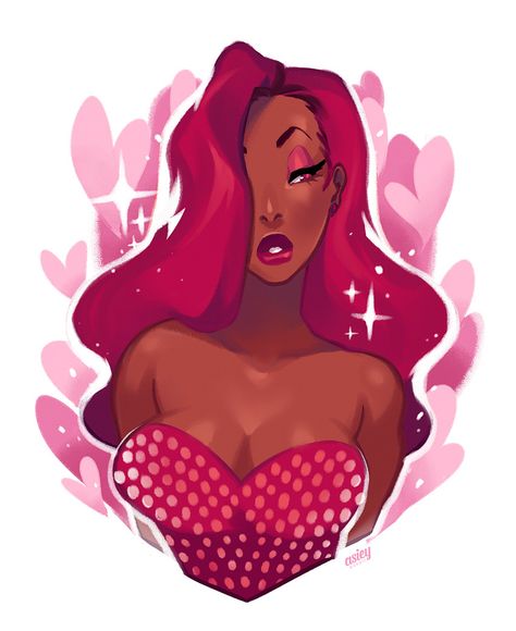 Jessica | ASIEYBARBIE Jessica Rabbit Cartoon, Blk Art, Sza Singer, Black Kawaii, Noir Art, Lovecore Aesthetic, Hippity Hoppity, Cosplay Hair, Black Art Painting