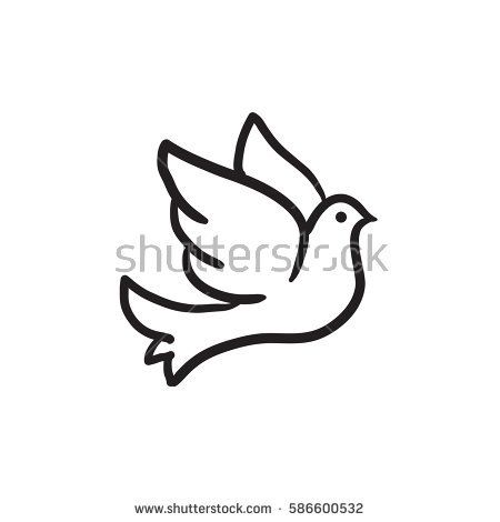 Simple Dove Drawing, How To Draw A Dove, Dove Drawing Simple, Drawing Of A Dove, Dove Sketch, Dove Sketches, English Door, Dove Drawing, Wedding Doves