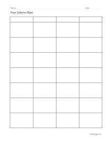 Four column chart with rows for note-taking and sequencing. Rows And Columns Template, Anchor Stencil, Column Chart, Concept Maps, Rows And Columns, Note Writing Paper, Concept Map, Classroom Teacher, Plain Paper