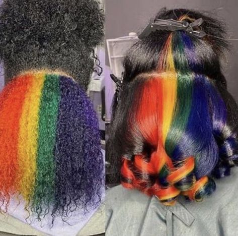 Coily Hair Care, Peekaboo Hair Colors, Natural Hair Stylists, Peekaboo Hair, Bold Hair Color, Rainbow Hair Color, Multi Colored Hair, Dyed Hair Inspiration, Human Wigs