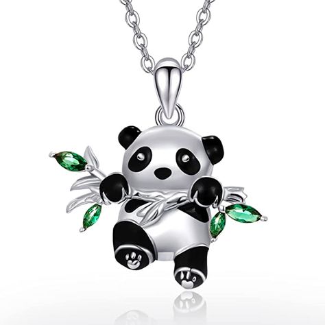 【DESIGN CONCEPT】A lovely fat panda is eating fresh bamboo happily,fat panda means healthy,eating means happy,we always hope that our loved people are healthy and happy,give the panda necklace to your lover. 【MATERIAL】The panda bamboo necklace made by S925 sterling silver, the bamboo leaf inlaid with green cubic zirconia, dainty and lovely. These materials are lead-free,nickle-free,cadmium-free and hypoallergenic,safety for sensitive skins. 【SIZE】Panda pendant size: 22*17 mm(8.67*6.70 inch). Panda Pendant, Fat Panda, Panda Jewelry, Panda Necklace, Bamboo Necklace, Eating Fresh, Bamboo Leaf, Necklace Mom, Engraved Pendant