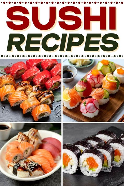 Make Your Own Sushi Bar, Crab Meat Sushi Recipes, How To Make Sushi Without Seaweed, How To Do Sushi, Sushi Ideas Creative, Easy Sushi Recipes, Salmon Sushi Recipes, Types Of Sushi Rolls, Sushi Ideas