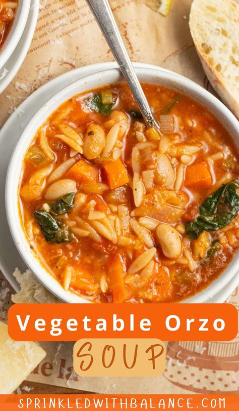 Vegetable Orzo Soup Vegetable Orzo Soup, Vegetable Orzo, Orzo Soup, Zucchini Soup, Work Lunches, Orzo Pasta, Soup Season, Crock Pot Soup, Tacos Beef