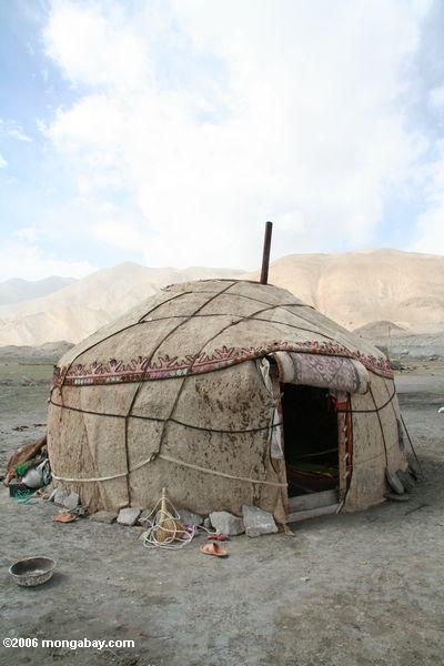 Traditional animal-skin yurt   Image Location: Xinjiang (Silk Road region in western China), CHINA   Photographer/Camera: Photo taken by Rhett A. Butler Bushcraft Kit, Camping 101, Photographer Camera, Vernacular Architecture, China China, Round House, Silk Road, Environmental Science, Camping Experience