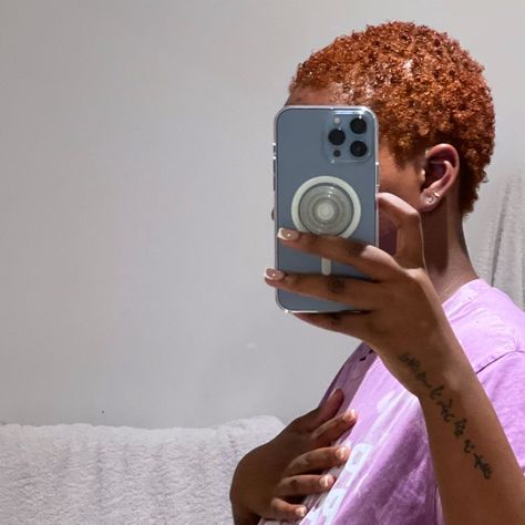 Ginger On 4c Hair, Short Curly Haircuts 4c Hair, Ginger Twa Hairstyles, Honey Blonde Twa Natural Hair, Ginger Short Hair Black Women, Dyed Twa, Twa Hair Color, Ginger 4c Hair, Big Chop Hairstyles 4c Hair